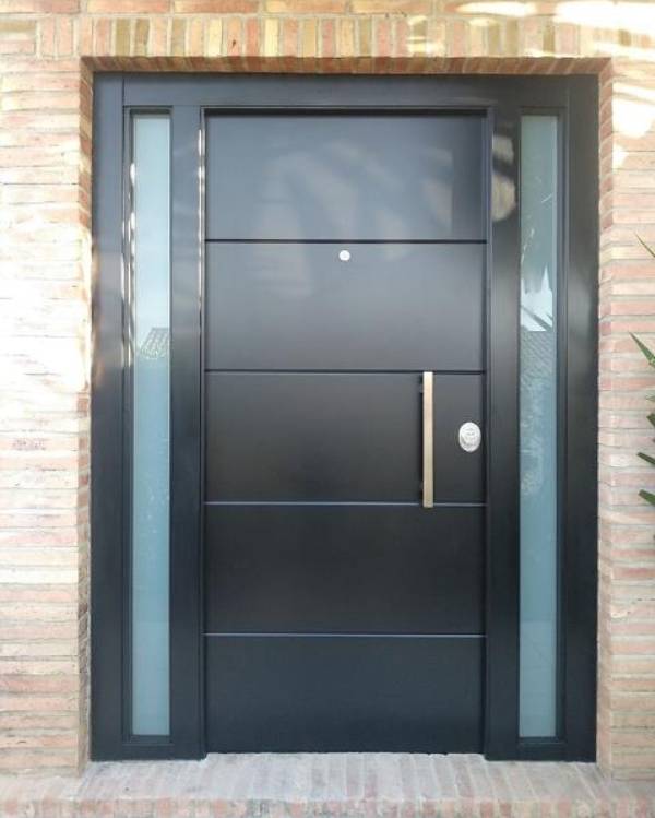 PUERTA ACORAZADA SANTOYO - 4RH ALUMINIO NEGRA CON DOS FIJOS